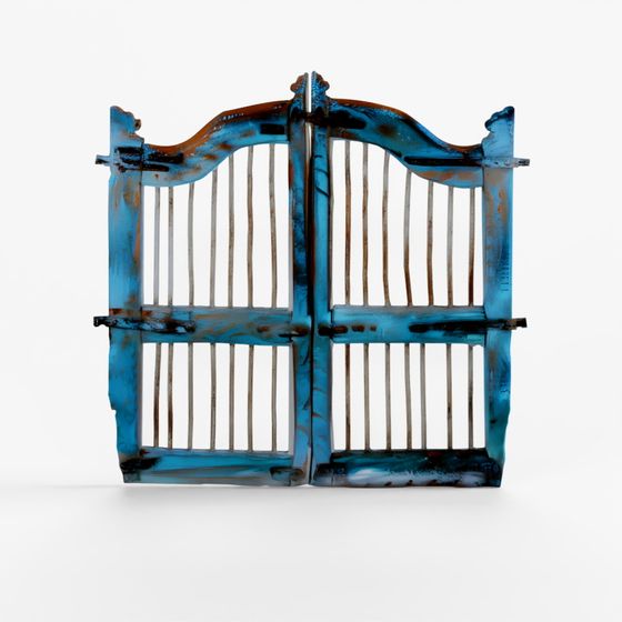 INDIGO Blue Painted Dog Gate From Gujarat - 19th Century