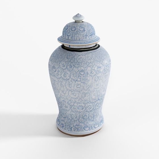 Vase Temple en Porcelaine Bleue et Blanche INDIGO - Double