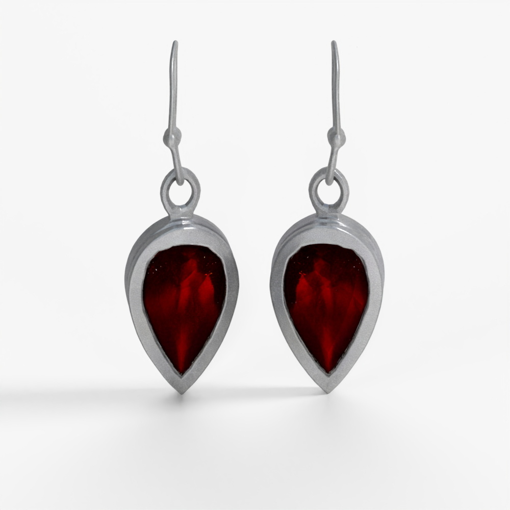 INDIGO Garnet And Silver Earrings