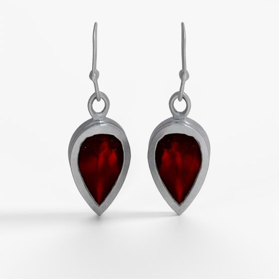 INDIGO Garnet And Silver Earrings
