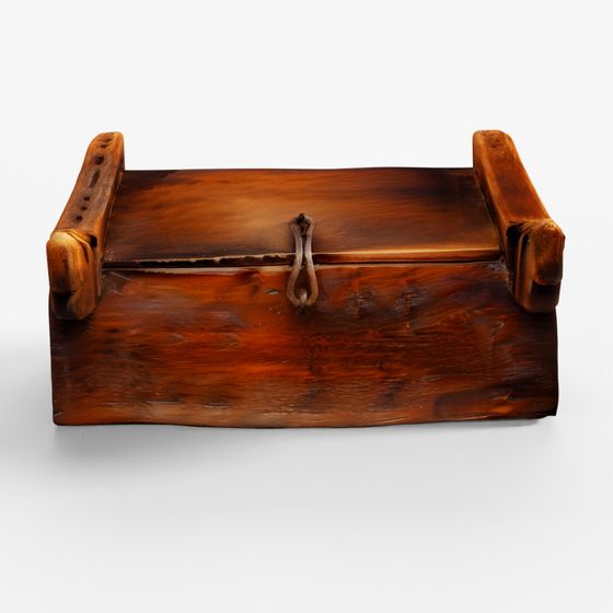 INDIGO Carved Indian Harpa Box From Banswara - 19th