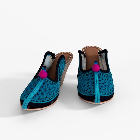 INDIGO Blue Embroidered Jutti Slippers