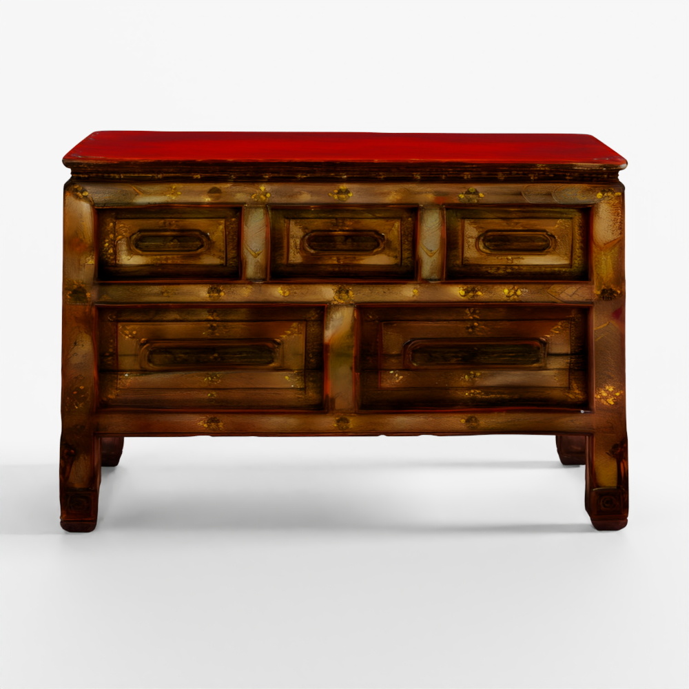 INDIGO Gilt Tibetan Table From Tsurpu - Late 18th Century