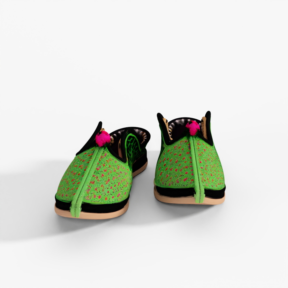 INDIGO Green Embroidered Jutti Slippers