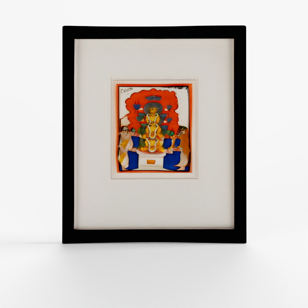 INDIGO Framed Jain Painting On Paper From Rajasthan