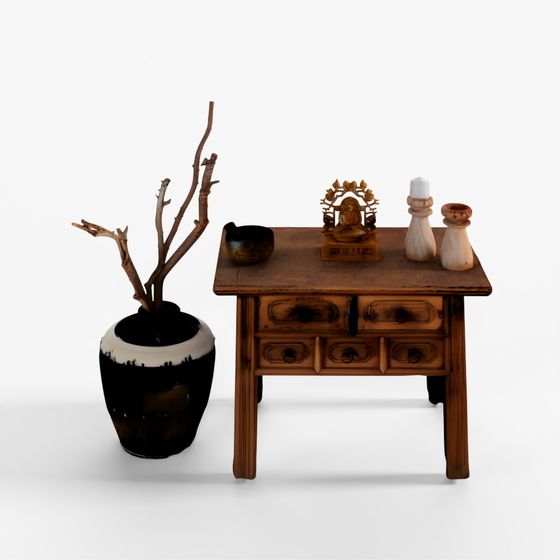 INDIGO 5 Drawer Elm Coffer Table From Shanxi - 19th