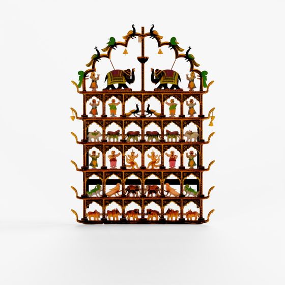 INDIGO Painted Indian Iron Tribal Toran Diwali Lamp