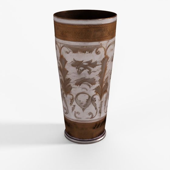 Lassi Cup - Nickel Plated Engraved Brass - Early 20th Century