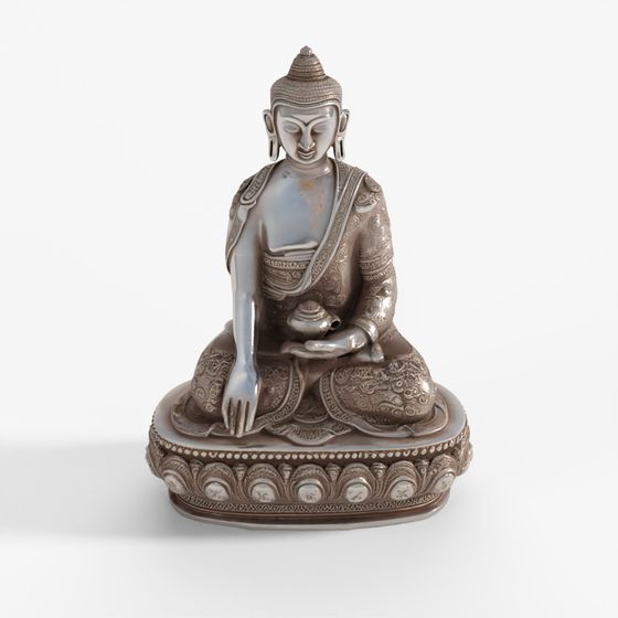 INDIGO Silver Plated Buddha Statue - Bhumisparsha
