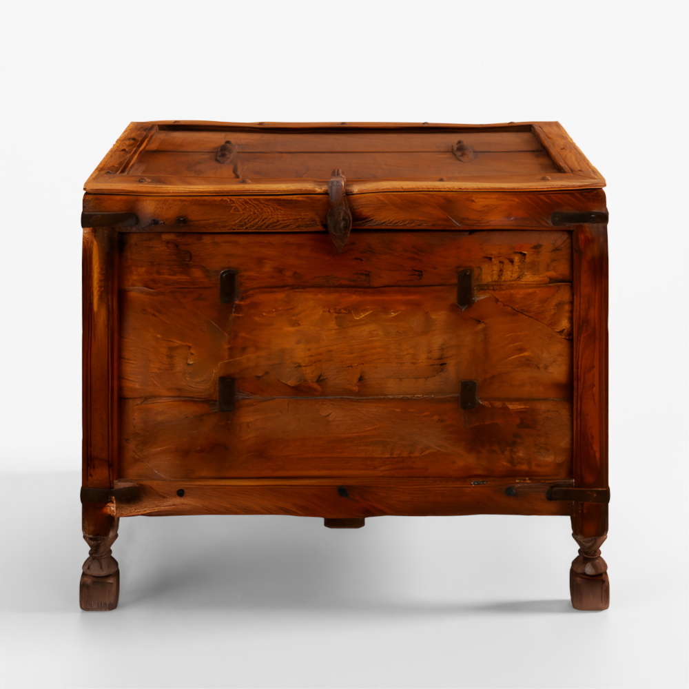 INDIGO Roheda Wood Chest From Rajasthan - 19th Century