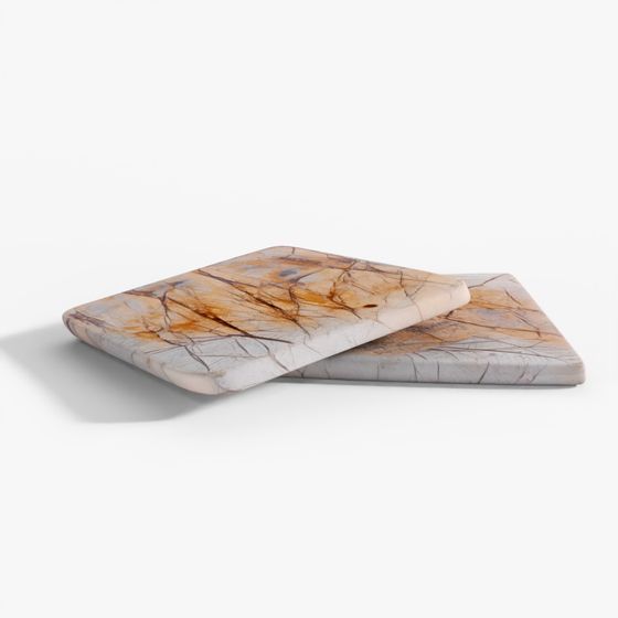 INDIGO Set Of 4 Bidisar Marble Coasters From Rajasthan