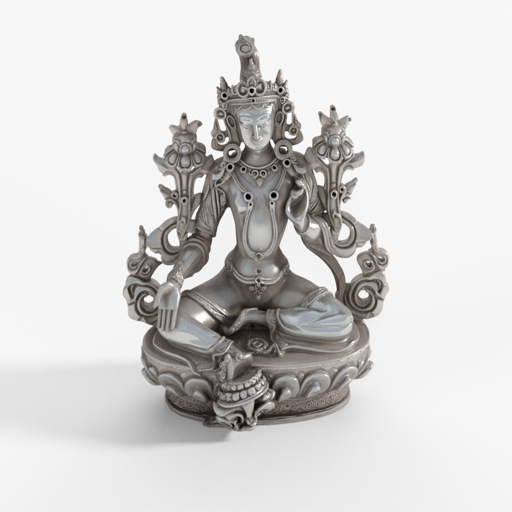 INDIGO Silver Plated Brass Statue Of The Tibetan Guardian
