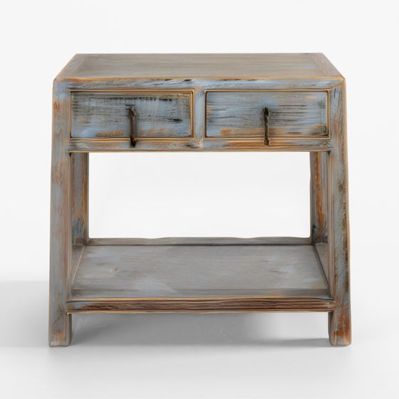 INDIGO Painted 2 Drawer Console Made From Old Pine
