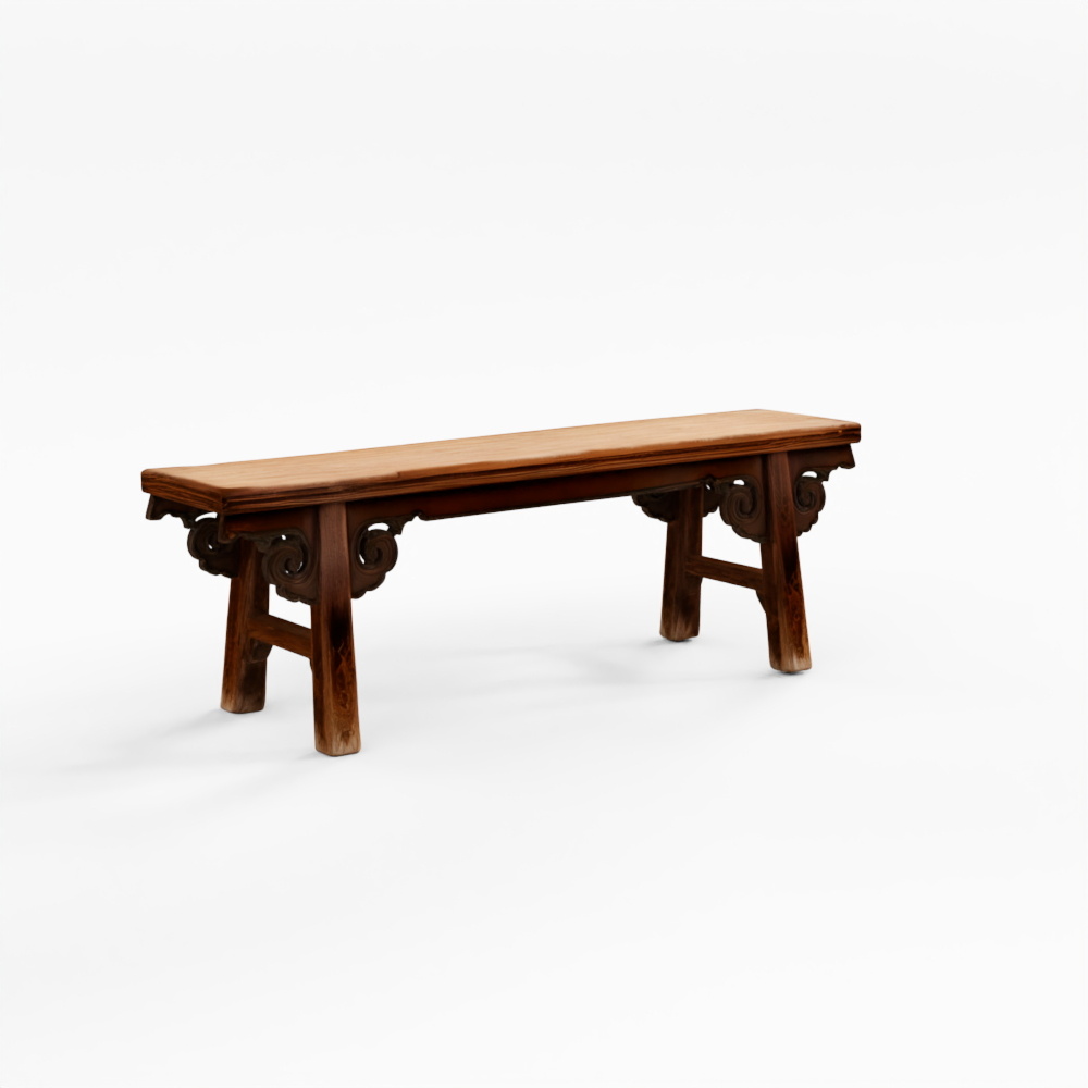 Old Chinese Elm Bench - 19th Century 1.550w,0.330d,0.500h