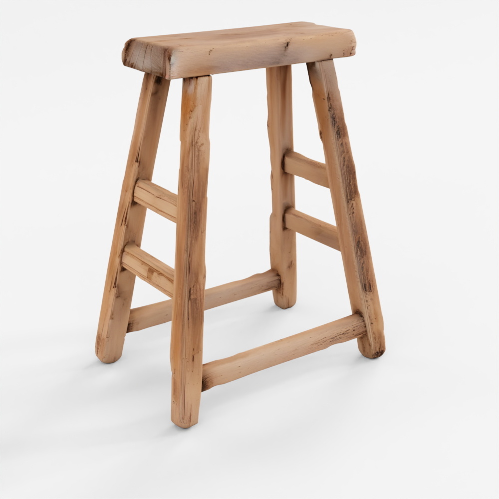 INDIGO Rustic Elm Stool - 19th Century