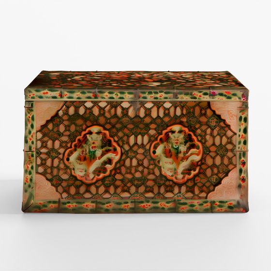 INDIGO Silvered Tibetan Dragon Storage Chest - 18th Century