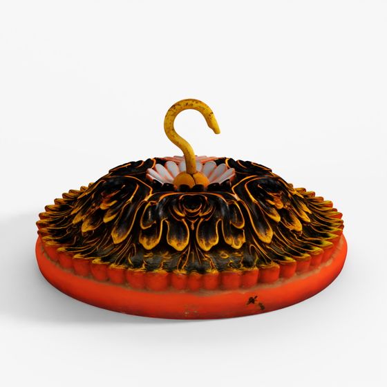 INDIGO Painted Ceiling Rose From Bikaner - 19th Century