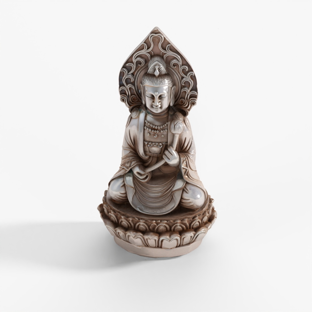INDIGO Silver-Plated Seated Guanyin Statue
