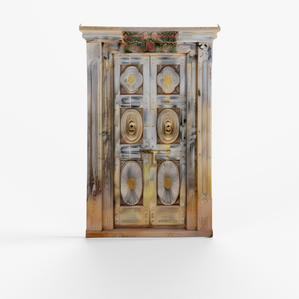 INDIGO Old Painted Indian Doors from Gujarat - 19th Century