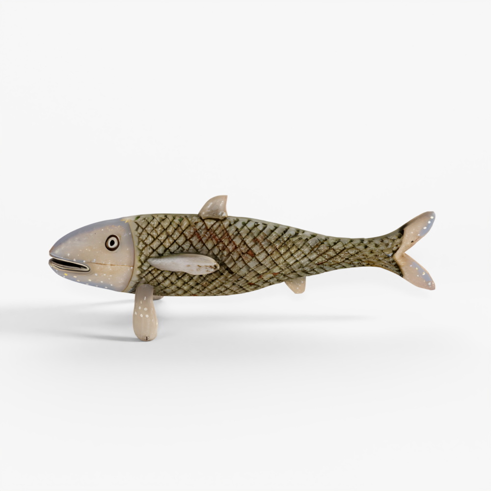 INDIGO Painted Wooden Fish From Rajasthan