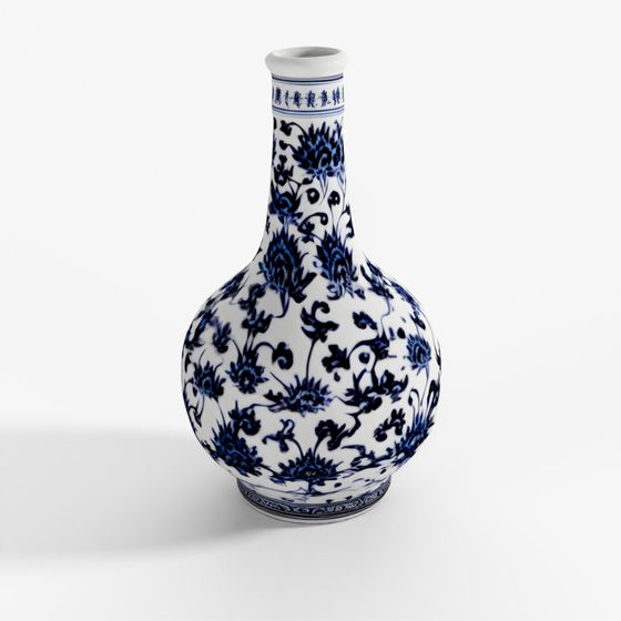 INDIGO Small Blue & White Porcelain Bottle Vase