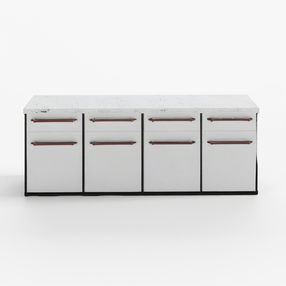 Kitchen Cabinet Cupboard with Marble Top 3D Asset