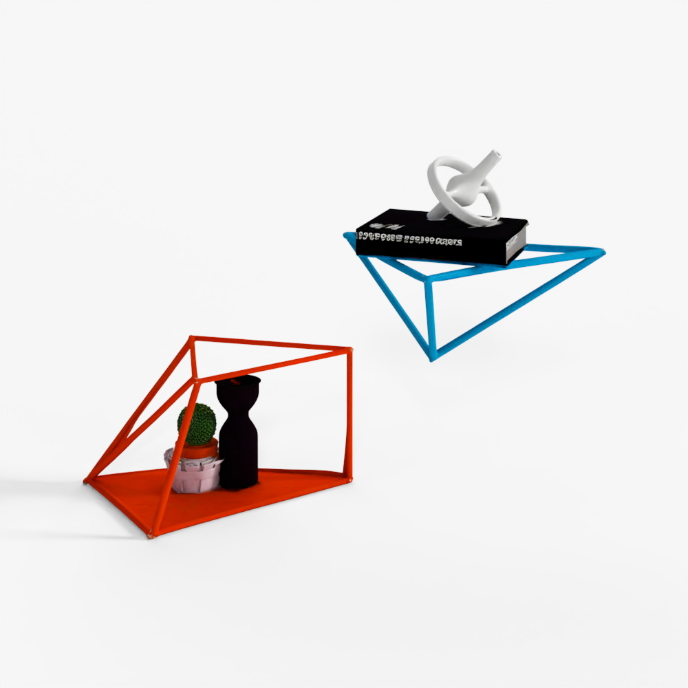 Shelves Composition with Vases Book and Cactus 3D