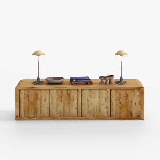 Reclaimed Russian Oak Panel 4-Door Wood 3D Model