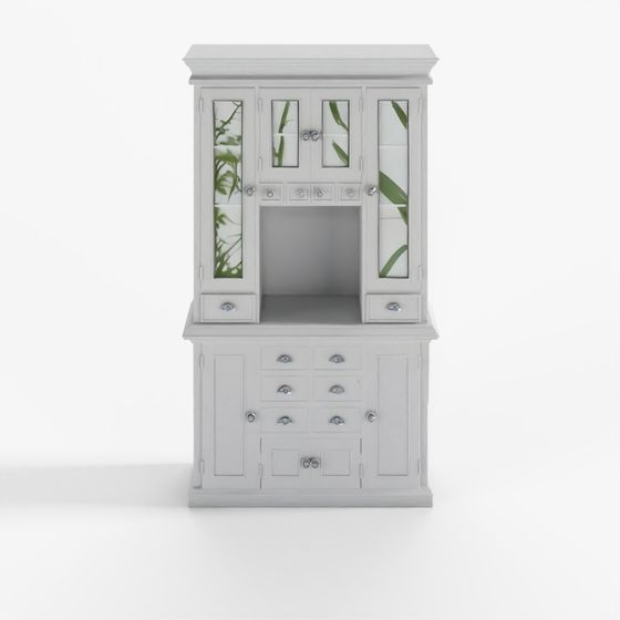 White Wooden Kitchen Cabinet 3D Model