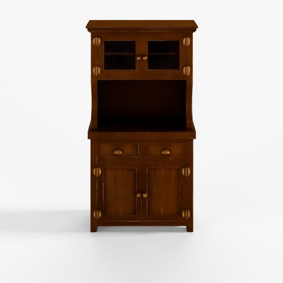 Wooden Kitchen Cabinet with Glass Doors 3D Model