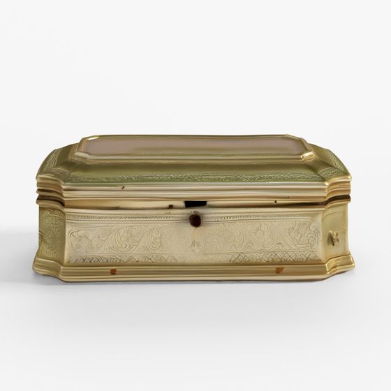 INDIGO Carved Brass Paan (Betelnut) Box from Rajasthan