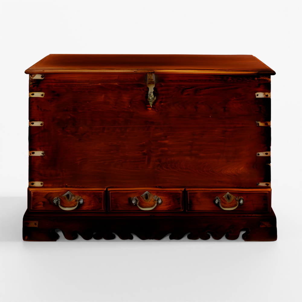 INDIGO Brass Bound Indian Chest With Secret Compartments