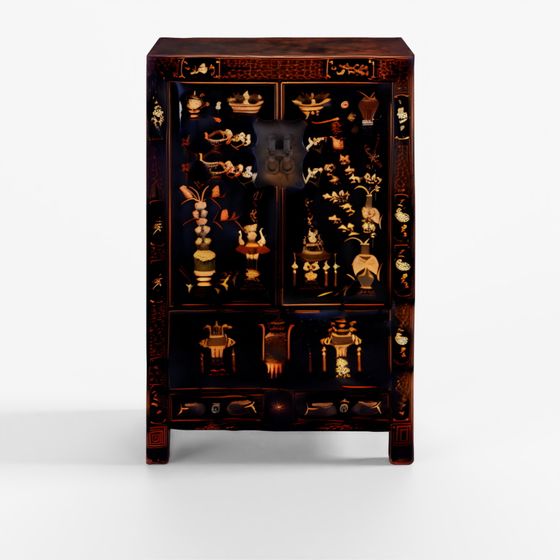 INDIGO Black Lacquer Wedding Cabinet from Shanxi -