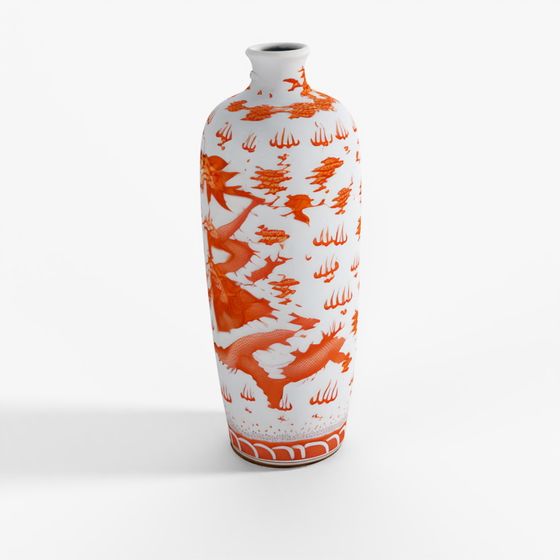 INDIGO Burnt Orange Porcelain Rouleau Vase - Dragon