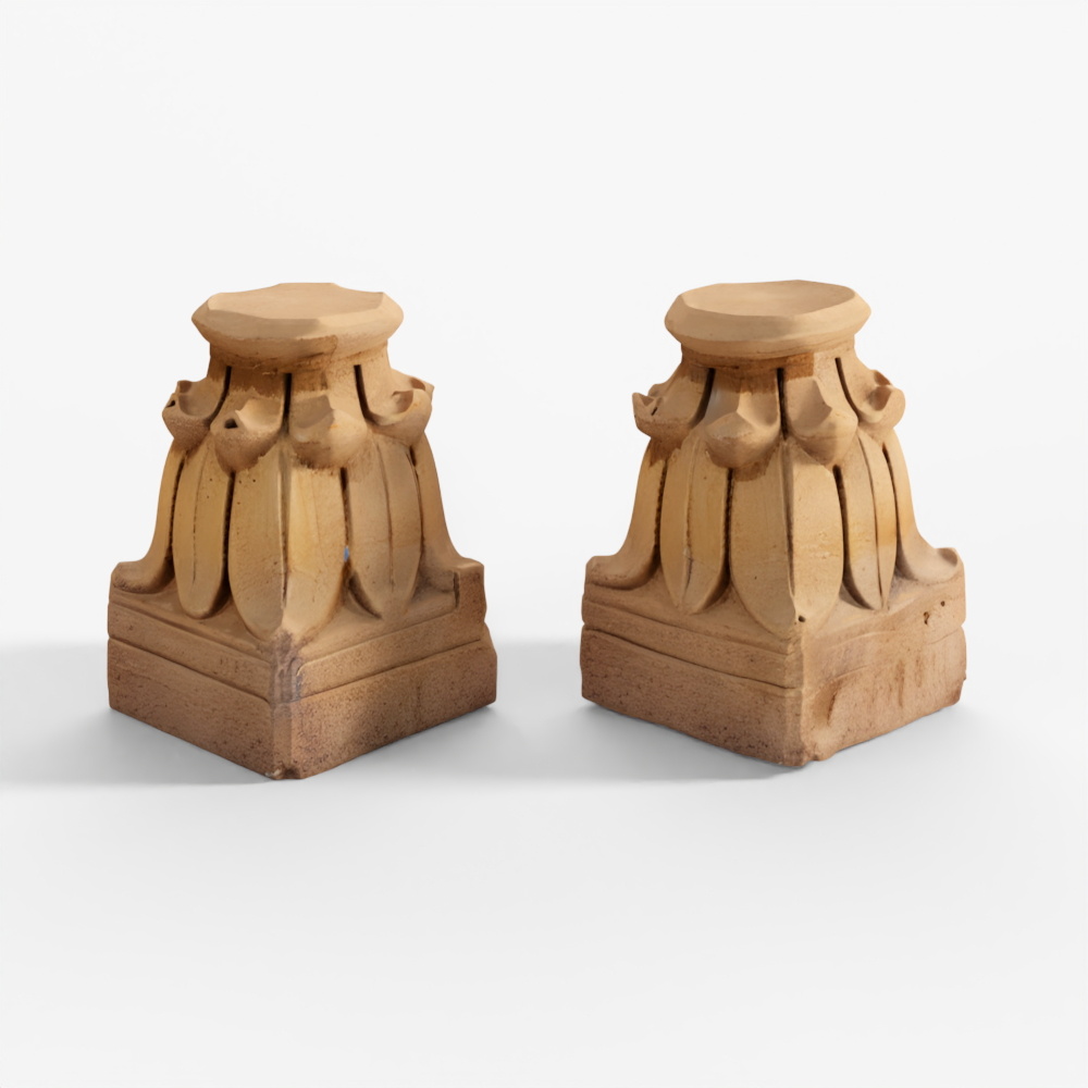 INDIGO Carved Stone Bases From Jaisalmer - 19th Century