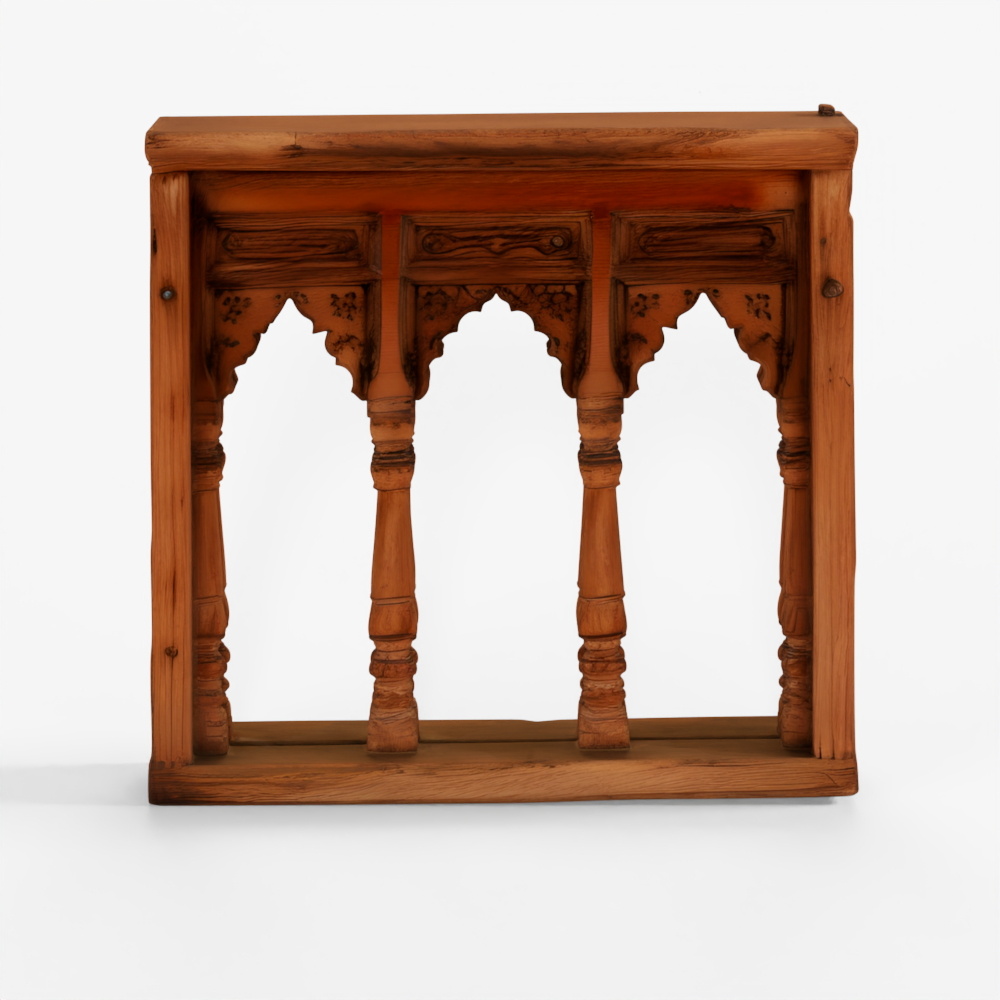 INDIGO Carved Teak Triple Arch Window Mirror - 19th