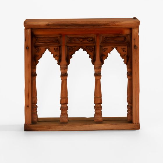 INDIGO Carved Teak Triple Arch Window Mirror - 19th Century