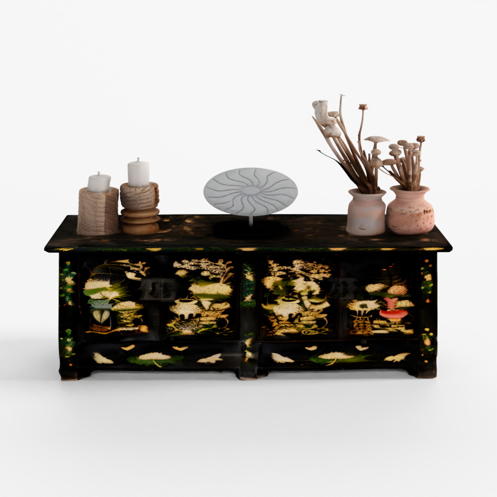 INDIGO Black Lacquered Sideboard From Shanxi - Early 20th Century