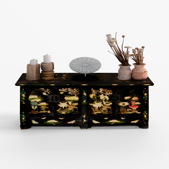INDIGO Black Lacquered Sideboard From Shanxi - Early 20th Century
