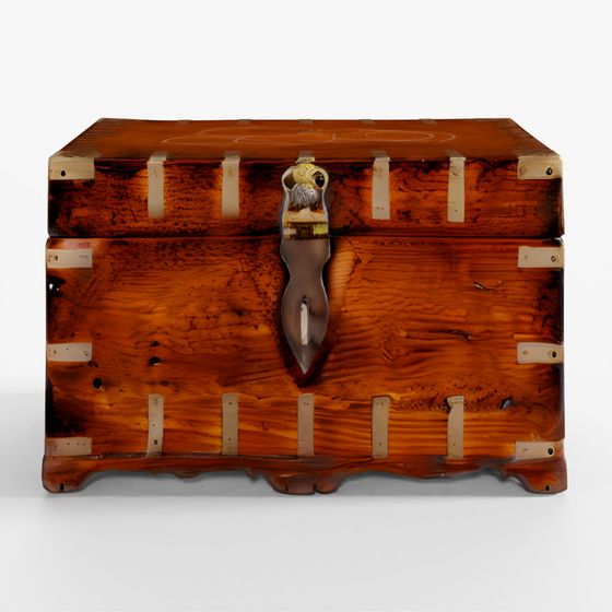 INDIGO Brass Bound Indian Merchant Box - 19th Century