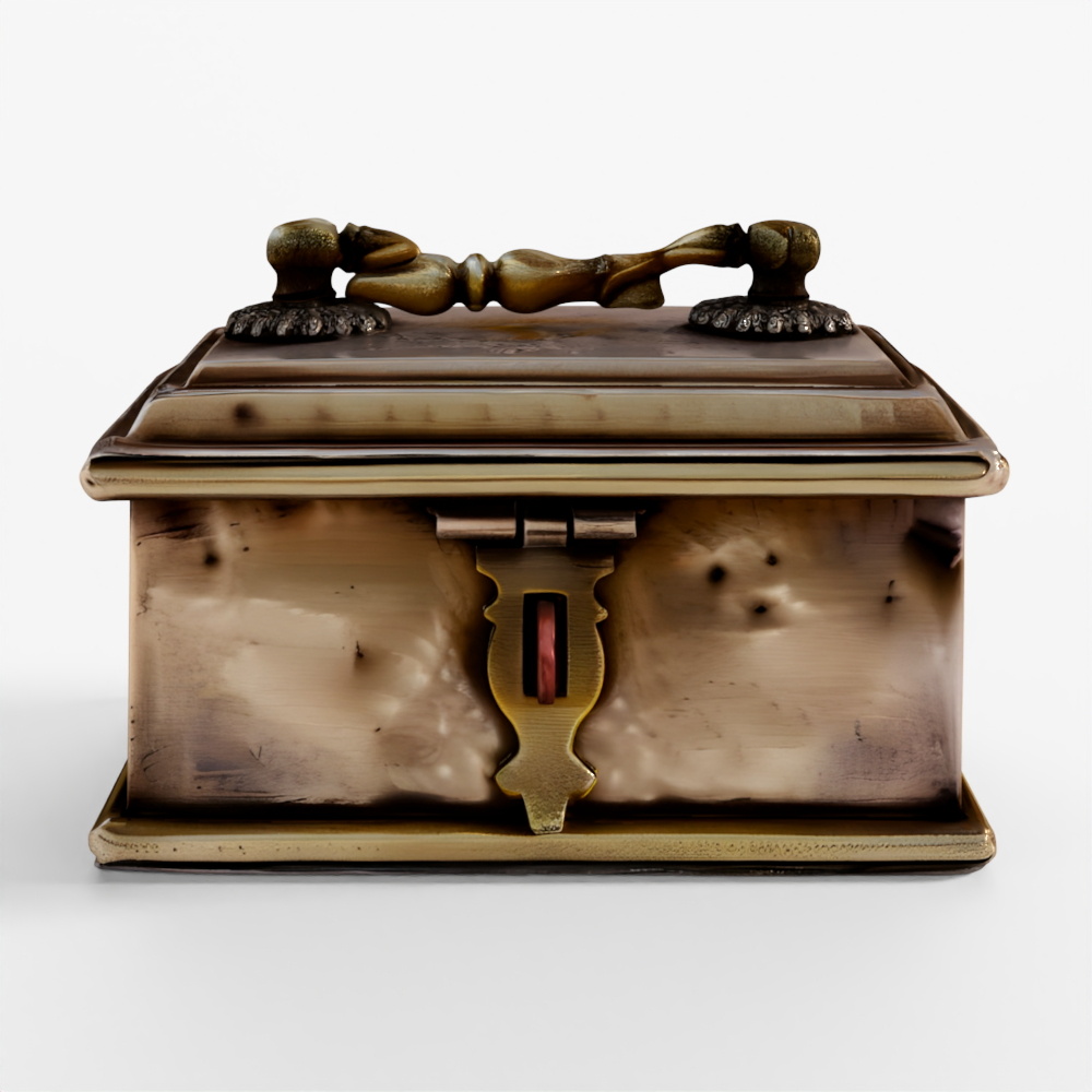 INDIGO Brass Jewellery Box From Rajasthan - Early Period