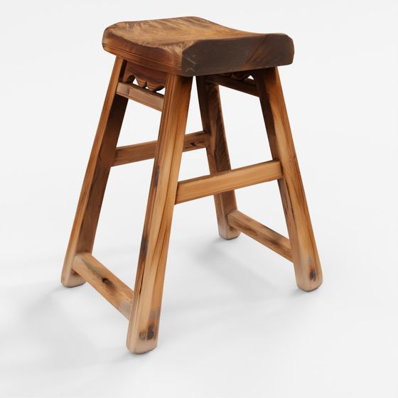 INDIGO Bleached Chinese Farmers Stool - 19th Century