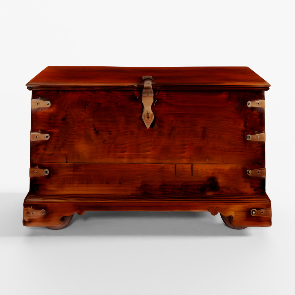 INDIGO Brass Bound Rosewood Chest From Kutch - 19t
