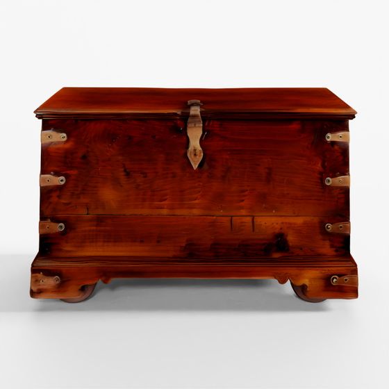 INDIGO Brass Bound Rosewood Chest From Kutch - 19th Century