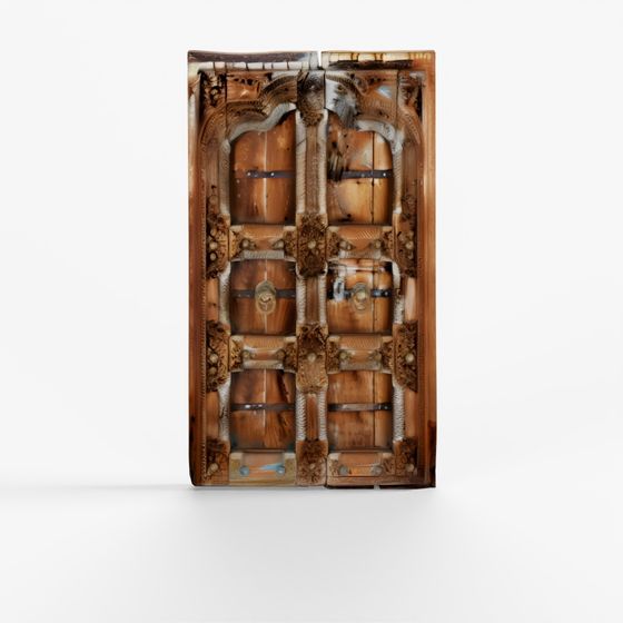 INDIGO Carved Teak Doors From Kutch - Early 19th Century