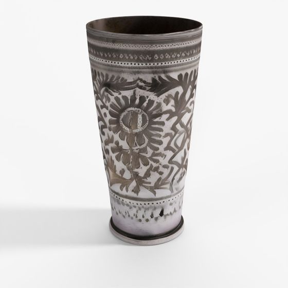 INDIGO Vintage Lassi Cup - Nickel Plated Engraved