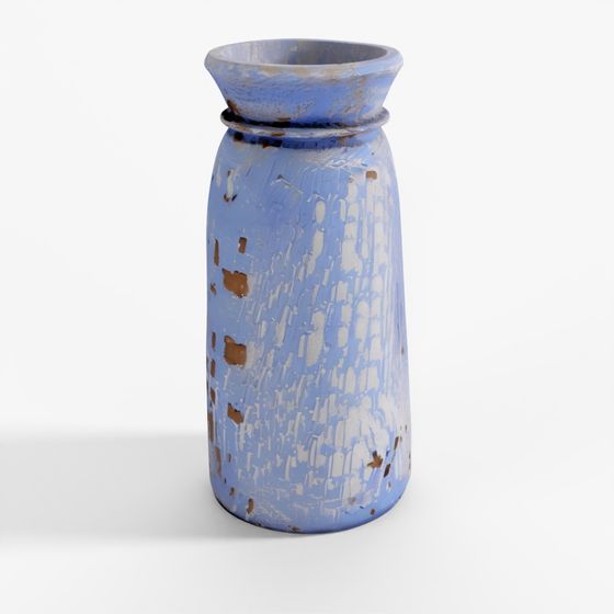 INDIGO Vintage Blue Painted Wood Pot From Kullu
