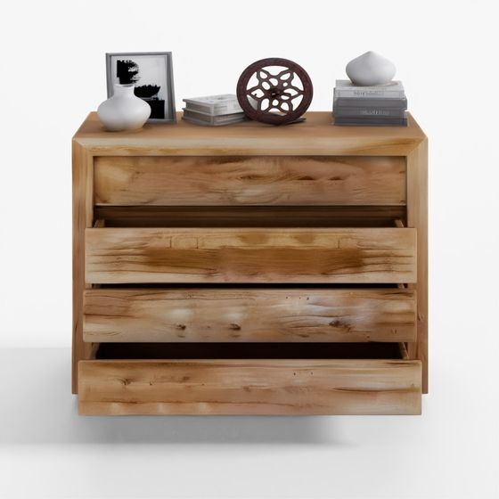 Reclaimed Russian Oak 4 Drawer Dresser 3D Model