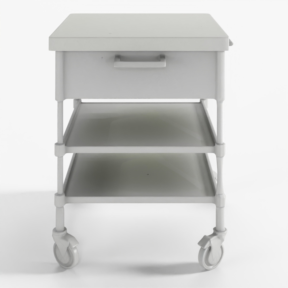Rolling Shelved Table with Drawer 3D Model