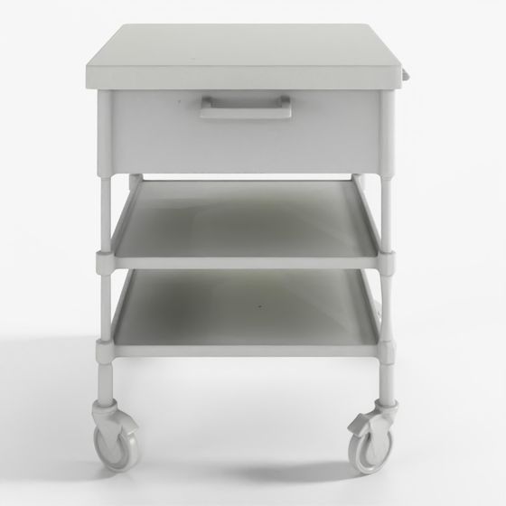 Rolling Shelved Table with Drawer 3D Model